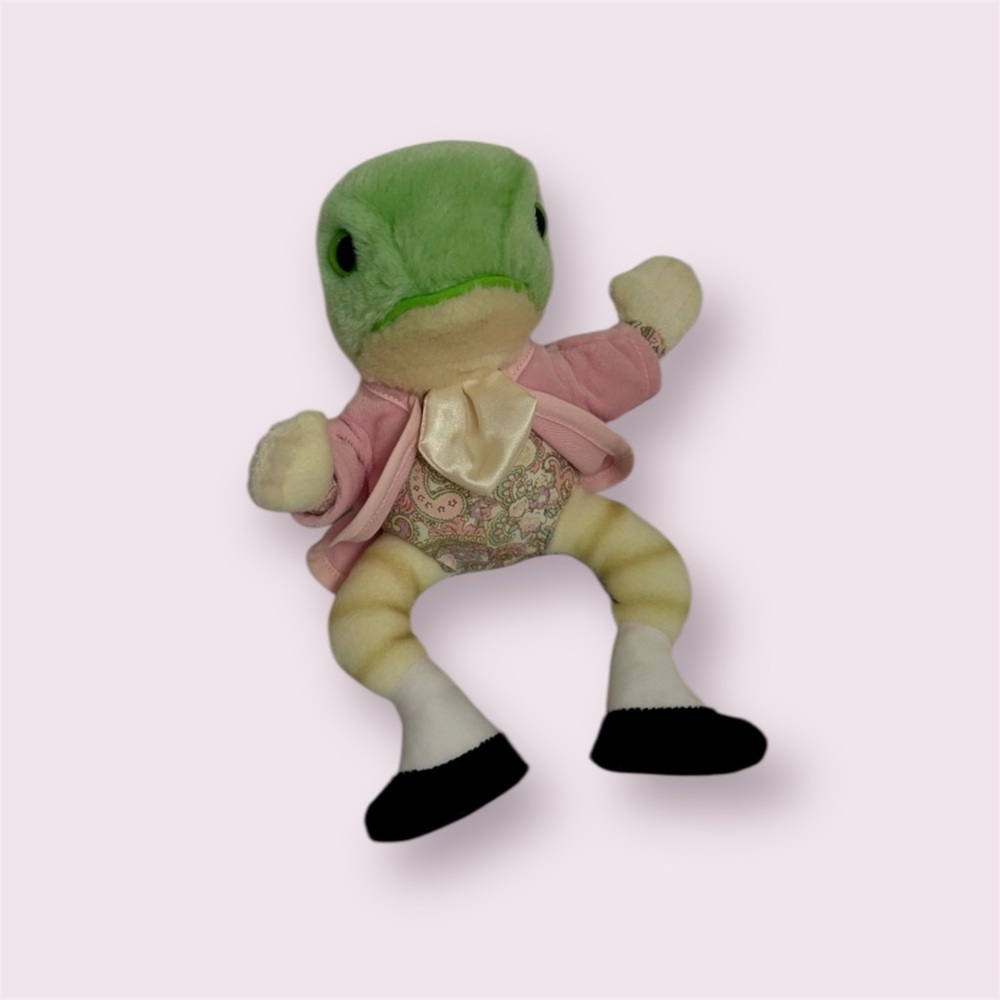 Beatrix Potter Green Frog Plush Toy with Pink Jacket